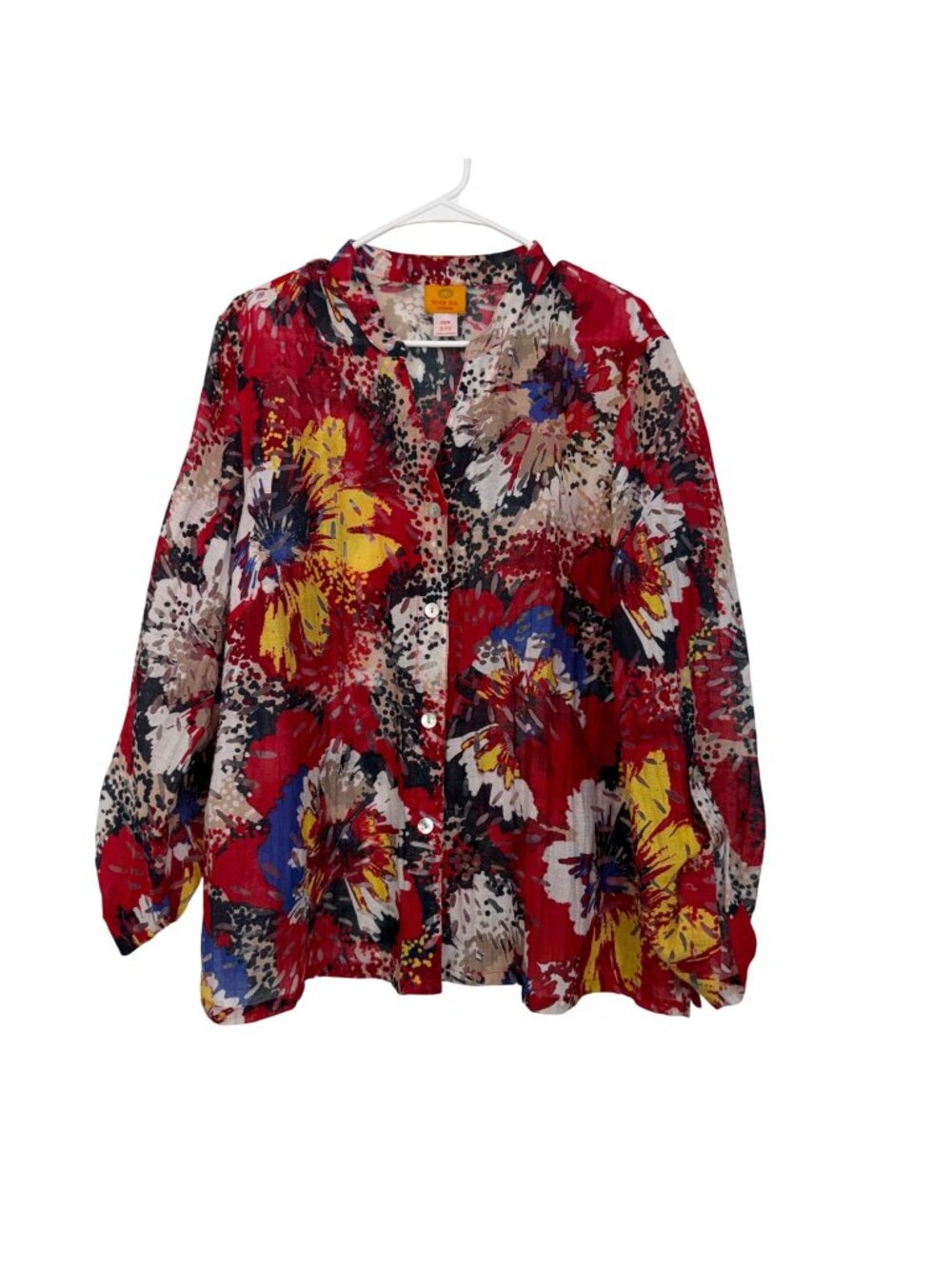 Ruby Rd. Women Floral Button-Up Blouse SZ 20W Multicolor Semi Sheer Lightweight